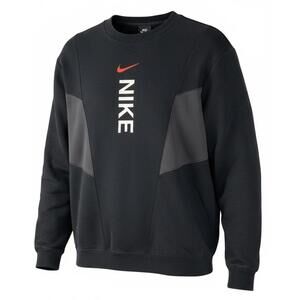 Nike Black Crewneck Sweatshirt with Logo and Contrast Panels
